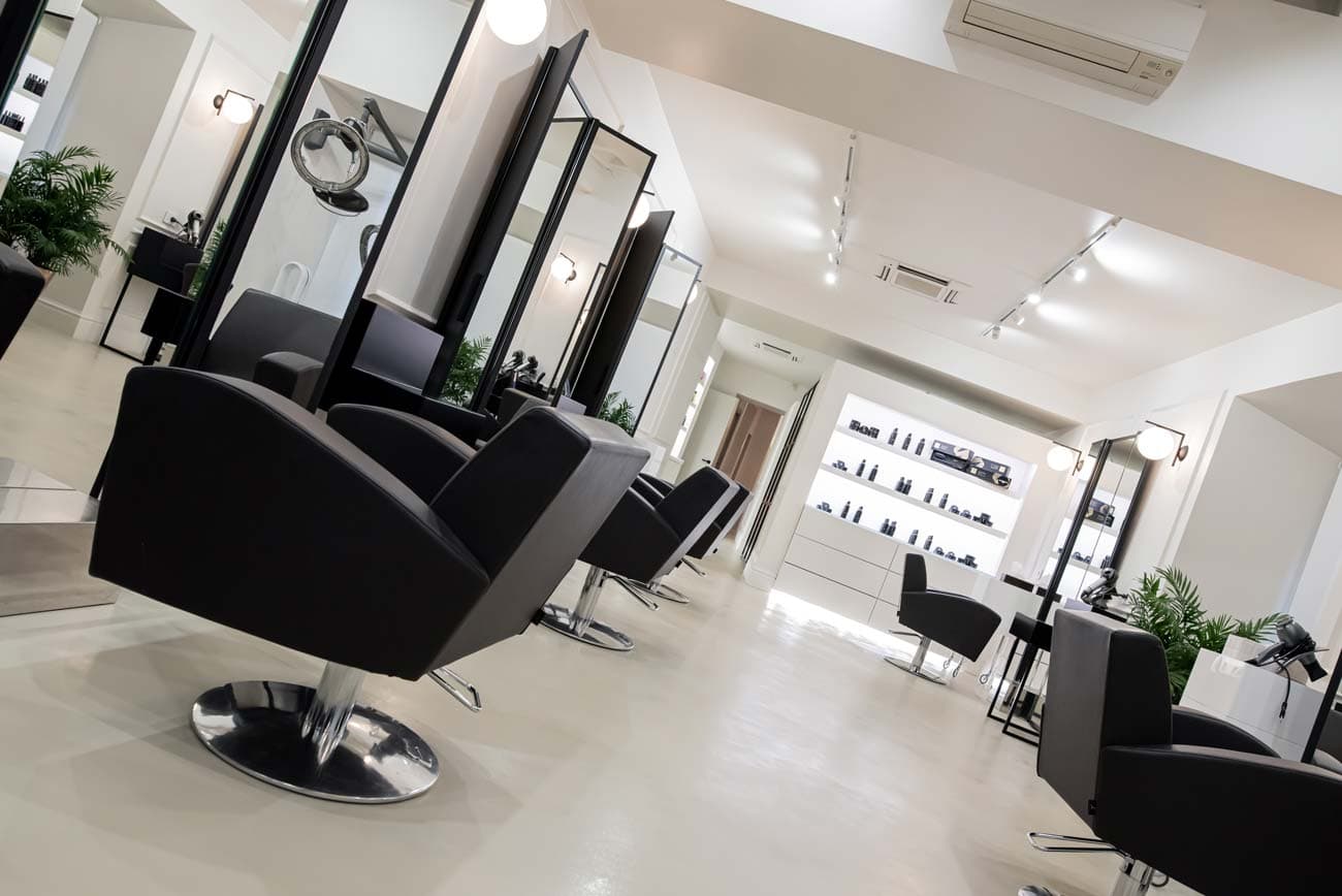 Client working at desk